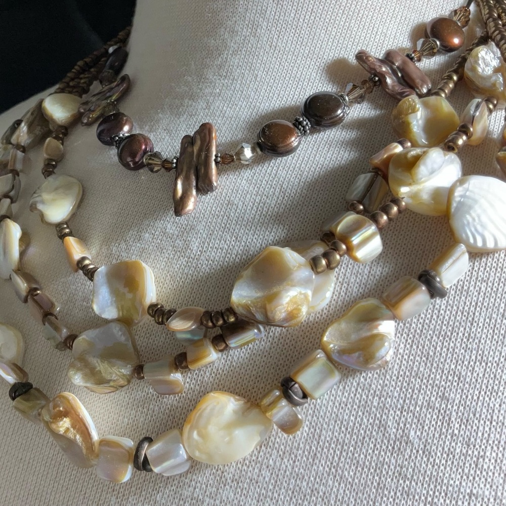 Two Shell Necklaces Multi-Strand Shell And Single… - image 7